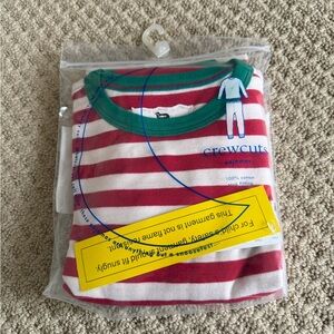 Crewcuts Red and White Striped Pajama Top with Green Trim